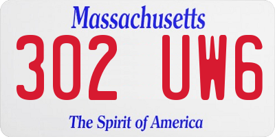 MA license plate 302UW6