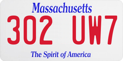 MA license plate 302UW7