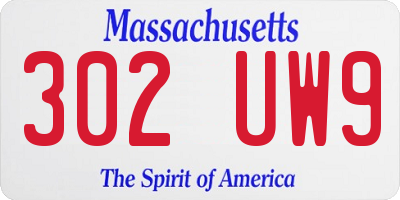 MA license plate 302UW9