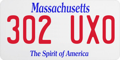 MA license plate 302UX0