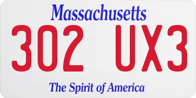 MA license plate 302UX3