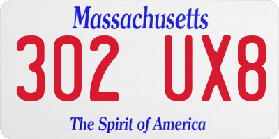 MA license plate 302UX8