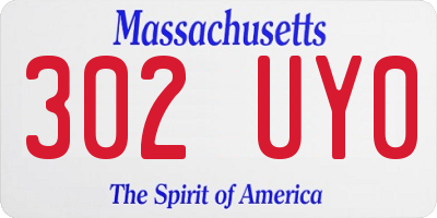 MA license plate 302UY0