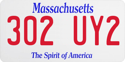 MA license plate 302UY2