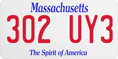 MA license plate 302UY3