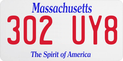 MA license plate 302UY8