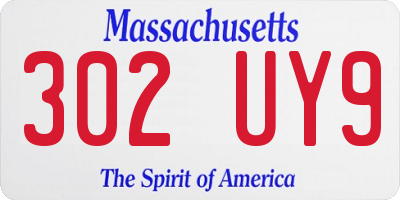 MA license plate 302UY9