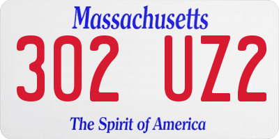 MA license plate 302UZ2