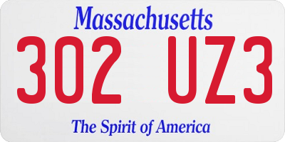 MA license plate 302UZ3
