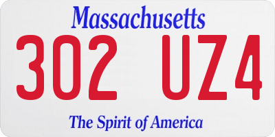MA license plate 302UZ4