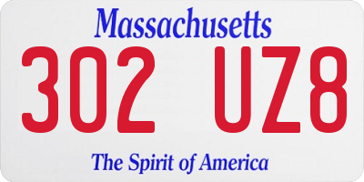 MA license plate 302UZ8