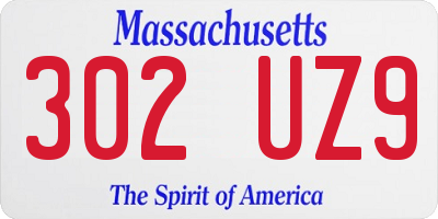 MA license plate 302UZ9