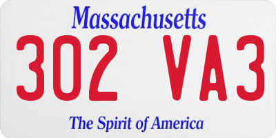 MA license plate 302VA3
