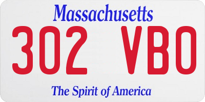 MA license plate 302VB0