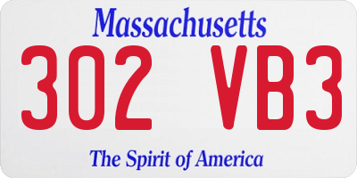 MA license plate 302VB3