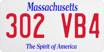 MA license plate 302VB4