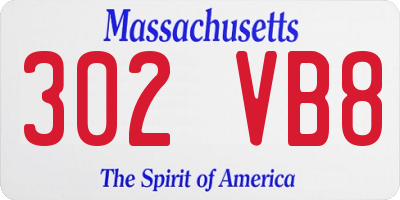 MA license plate 302VB8