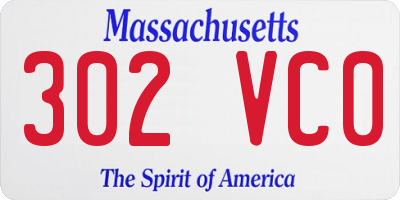 MA license plate 302VC0