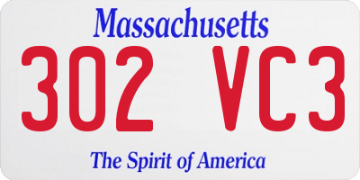 MA license plate 302VC3