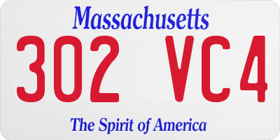 MA license plate 302VC4