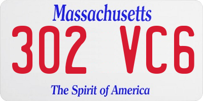 MA license plate 302VC6