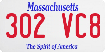 MA license plate 302VC8