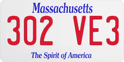 MA license plate 302VE3