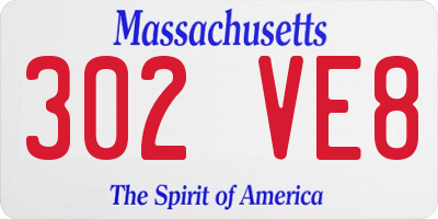 MA license plate 302VE8