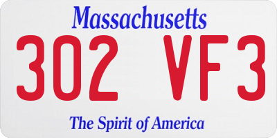 MA license plate 302VF3