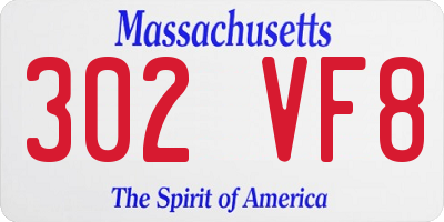 MA license plate 302VF8
