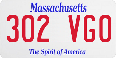 MA license plate 302VG0