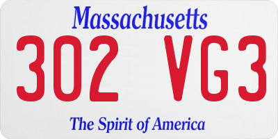 MA license plate 302VG3