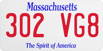 MA license plate 302VG8