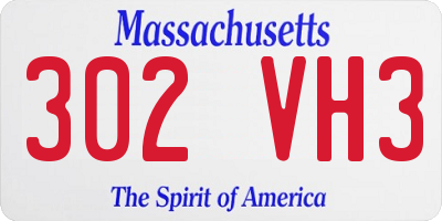 MA license plate 302VH3