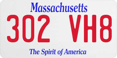 MA license plate 302VH8