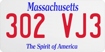 MA license plate 302VJ3