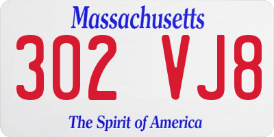 MA license plate 302VJ8
