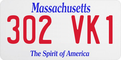 MA license plate 302VK1