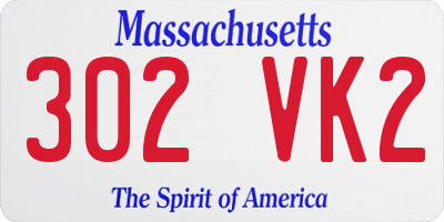 MA license plate 302VK2