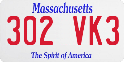 MA license plate 302VK3