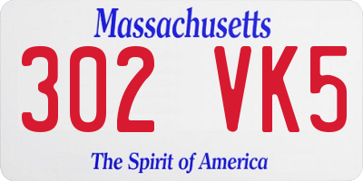 MA license plate 302VK5