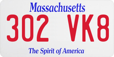 MA license plate 302VK8
