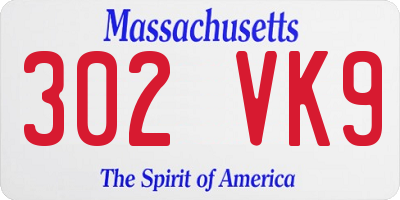 MA license plate 302VK9