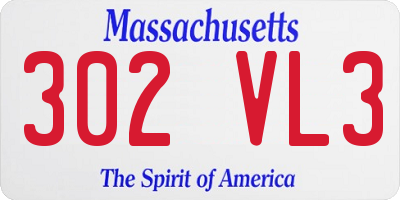 MA license plate 302VL3