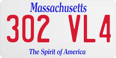 MA license plate 302VL4