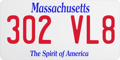MA license plate 302VL8