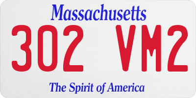 MA license plate 302VM2