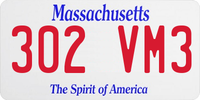 MA license plate 302VM3