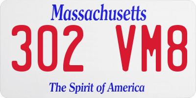 MA license plate 302VM8