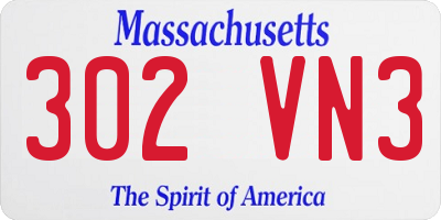 MA license plate 302VN3